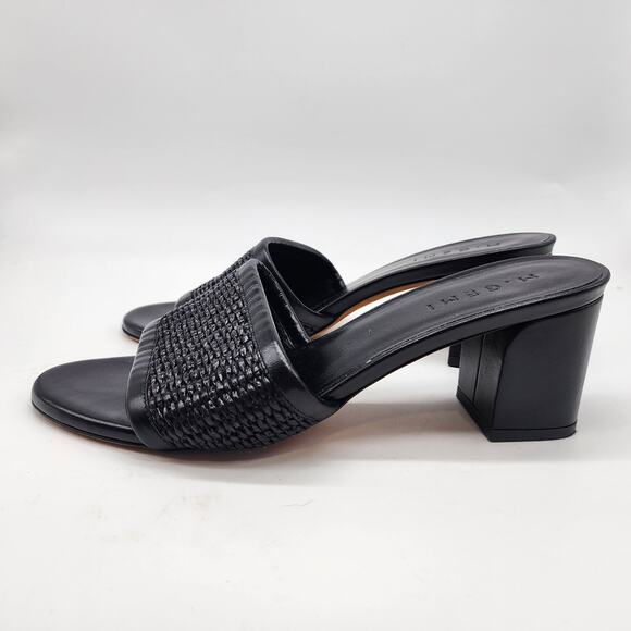 M. Gemi The Nadia Black Woven Leather Open Toe Block Heel EU 38 US 7.5 Sandals - Picture 5 of 8